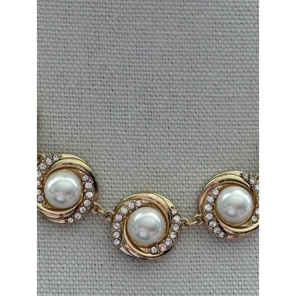 Charter Club Gold-Tone Necklace With Faux Pearls & Rhinestone Accents 20" Adjust - Picture 2 of 7